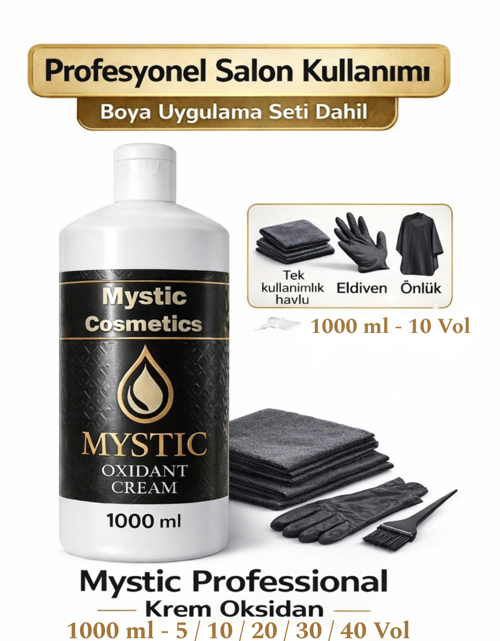 Professional Krem Oksidan 1000 ml - 10 Vol - Profesyonel Salon Kullanımı + Boya Uygulama Seti Dahil