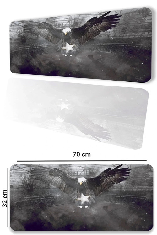 SonicTouch Kara Kartal Siyah Beyaz Yıldız Kaymaz Gaming Oyuncu Masaüstü Dikişsiz Klavye Mouse Pad 32