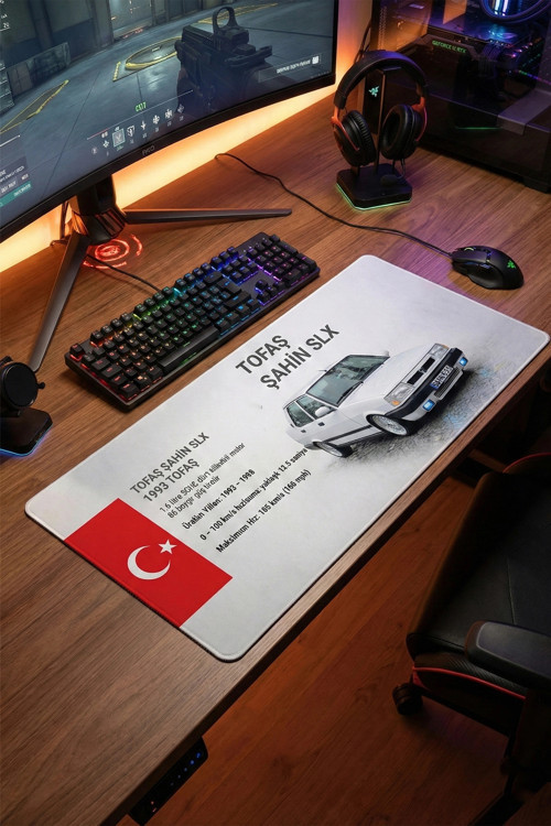 SonicTouch Kişiye isme Tofaş Şahin Doğan Araca Özel Fotoğraflı XXL Dikişsiz Gamer Arabalı Klavye Mou