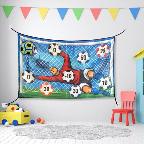 Vur Yapıştır Çocuk Futbol Hedef Oyunu Cırt Cırtlı Kaleci Puanlı Skor Panosu ve Top Seti Ev İçi