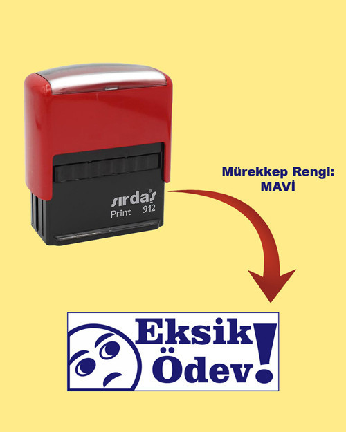 Öğretmen Kaşesi - Eksik Ödev, 912 (51mm*19mm) Mavi Keçeli Otomatik Kaşe