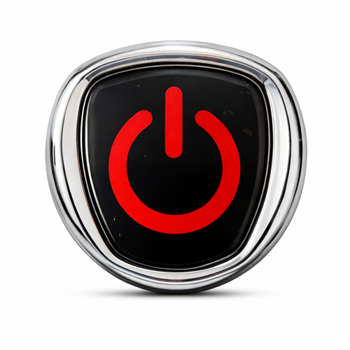 Kırmızı Power Logo Metal Araç Amblemi 3D Krom Çerçeveli Oto Panjur Bagaj Arması Universal(Siyah Zemin – Krom Çerçeve)