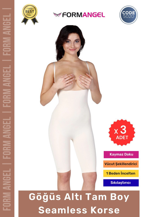#Korse Dikişsiz Toparlayıcı Kaymaz Seamless Sıkılaştırıcı Kadın Göğüs Altı Tam Boy Korse - 3 Adet