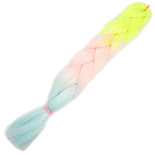 Simli Neon Sarı / Şeker Pembe / Su Yeşili Ombreli Örgülük 100 Gr.