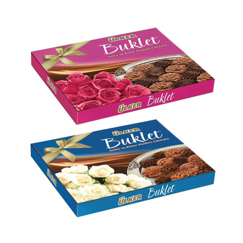 Buklet Madlen Çikolata 208 gr Mavi ve Pembe 2 li Set