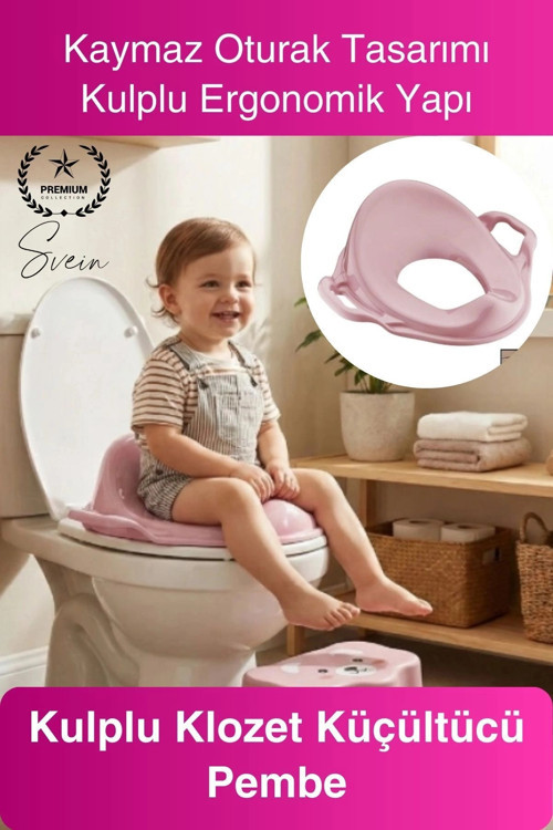 #Klozet Pembe Kulplu Klozet Küçültücü Çocuk Adaptörü Tuvalet Eğitimi İçin Kaymaz Oturağı Küçültücü