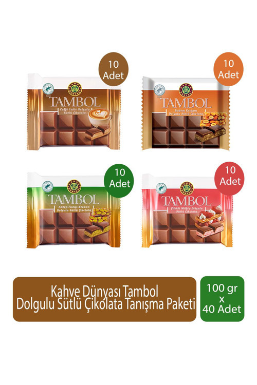 Tambol Dolgulu Sütlü Çikolata Tanışma Paketi 100 gr x 40 Adet