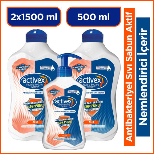 Antibakteriyel Sıvı Sabun Aktif 2x1.5 Lt + 500 Ml Nemlendirici İçerir