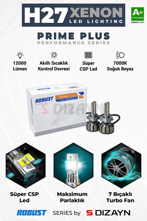 Prime Plus H27 Led Xenon / 45W / 12000 LM / 7000K A+ Kalite