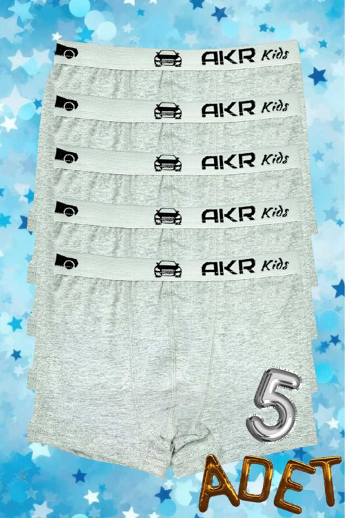 Erkek Çocuk Pamuklu Elastan Boxer 5 Li Paket