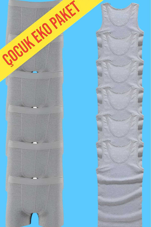 Tezgelsin Erkek Çocuk Ikili Set Pamuklu Penye 6 Atlet 6 Boxer