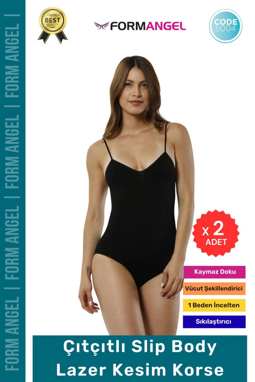 #Korse Lazer Kesim Seamless İz Göstermeyen Toparlayıcı Kaymayan Çıtçıtlı Slip Body Korse - 2 Adet