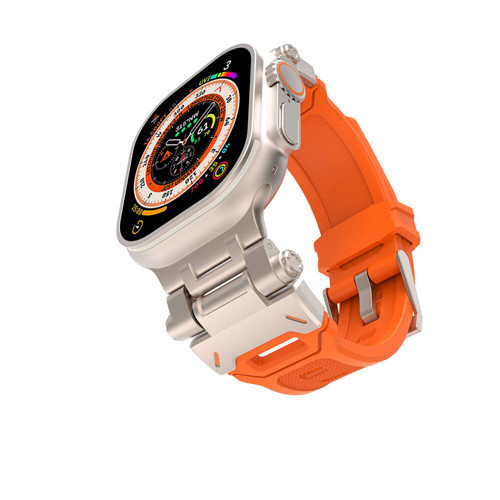 Watch 44mm KRD-108 Metal Başlıklı Silikon Kordon Starlight-Turuncu