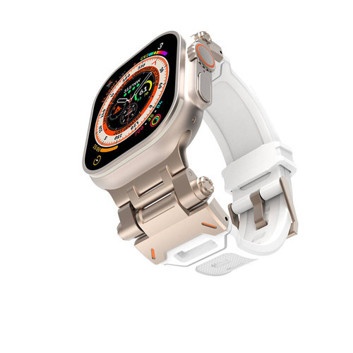 Watch 44mm KRD-108 Metal Başlıklı Silikon Kordon Starlight White