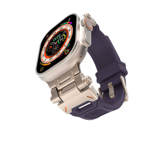 Watch Ultra 49mm KRD-108 Metal Başlıklı Silikon Kordon Starlight Purple