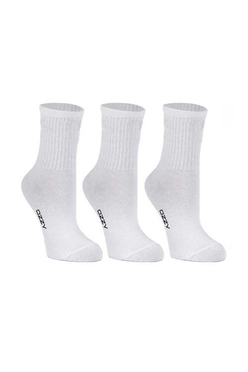 Kadın 3lü Beyaz Renkli Çizgisiz Kısa Konç Tenis Çorabı