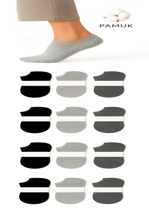 12 Çift Unisex Dikişsiz Patik Çorap