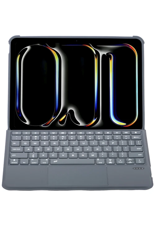 T5504D iPad Pro 11 (2024) Kılıf Palermo Ledli Klavyeli Standlı Tablet Kılıfı - Siyah