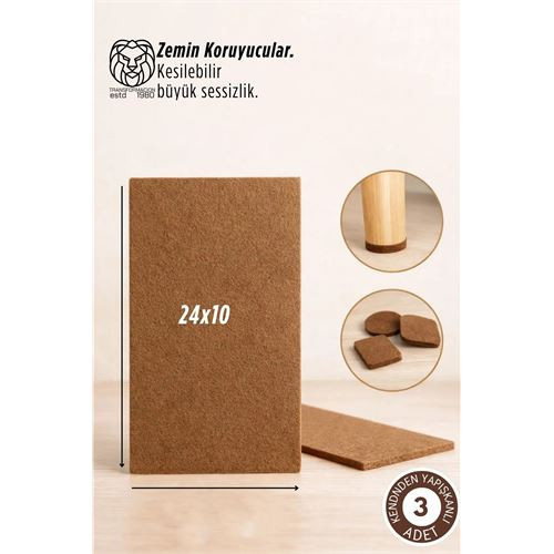 3^lü Premium Zemin Koruyucu Keçe 24x10cm Mobilya Ayak Koruyucu