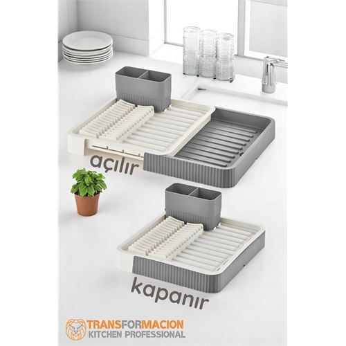 HSNET Açılır-Kapanır Bulaşıklık - Bulaşık Durulama Sepeti Tabaklık Bulaşık Kurutmalık G