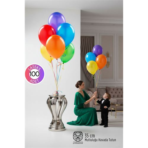 Premium Serisi 35 cm Mat Lateks Balon Seti – 100’lü Profesyonel Etkinlik Paketi