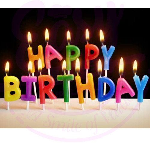 Rengarenk Happy Birthday Yazılabilen Doğum Günü Mumu (4887)
