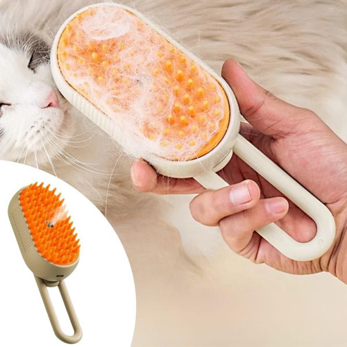 Saplı Su Püskürtmeli Kedi Köpek Fırçası Masaj Etkili Tüy Toplama Tarağı (4887)