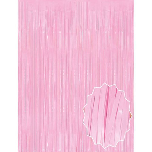 Soft Pembe Püsküllü Kapı Perdesi - Parti, Baby Shower, Cinsiyet Partisi 1x2 m