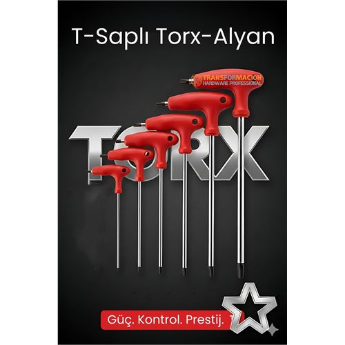 Tor-X Profesyonel T-Kollu Torx Alyan Anahtar Seti (6 Parça) - Güç ve Hassasiyet Bir Arada