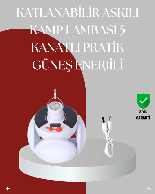 Uzaktan Kumandalı, 360 Derece Katlanabilir Solar LED Aydınlatma Çadır Lambası