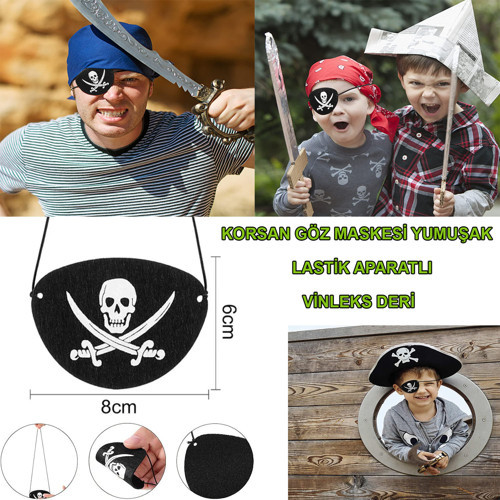 Vinleks Deri Korsan Göz Bandı Göz Maskesi Lastikli (4887)