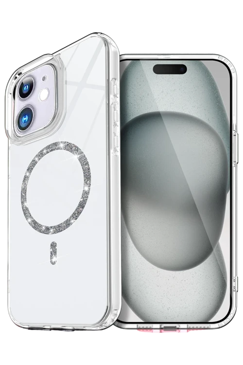 Apple iPhone 11 Live Diamond Magsafe Kapak - Şeffaf