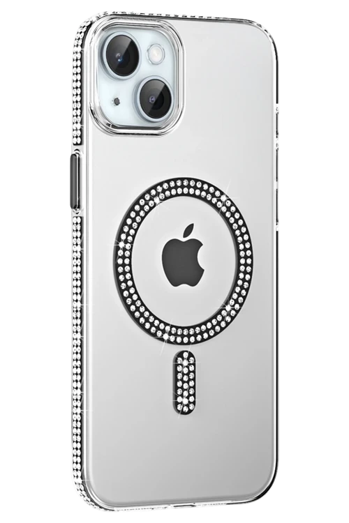 Apple iPhone 14 Move Taşlı Magsafe Kapak - Siyah