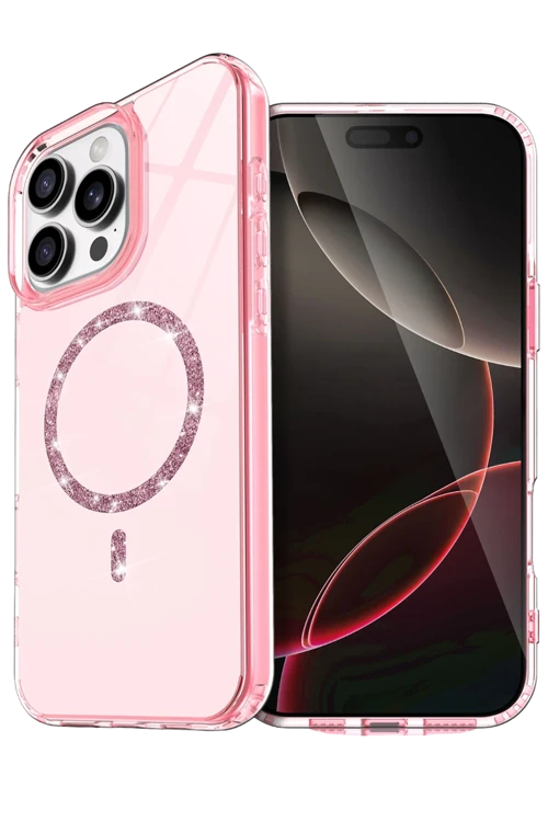 Apple iPhone 16 Pro Live Diamond Magsafe Kapak - Pembe