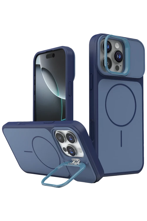Apple iPhone 16 Pro Max Pale Magsafe Standlı Kapak- Mavi