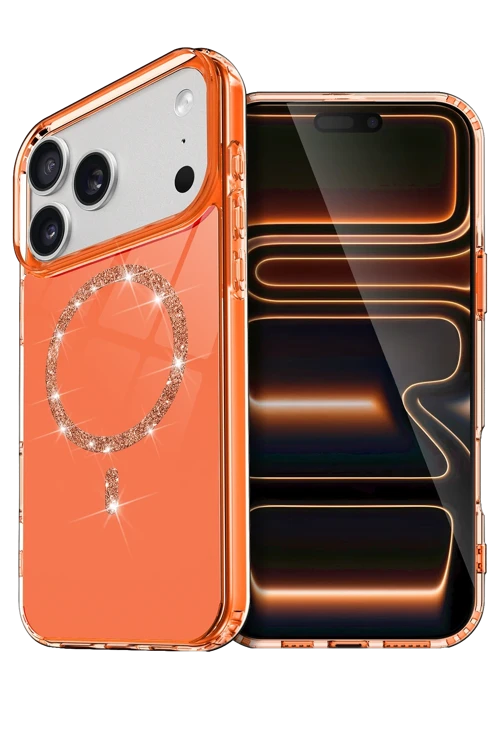 Apple iPhone 17 Pro Max Live Diamond Magsafe Kapak - Turuncu