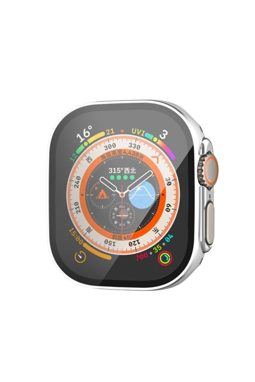 Apple Watch Ultra 49Mm Legend Camlı Kasa Ekran Koruyucu - Gümüş