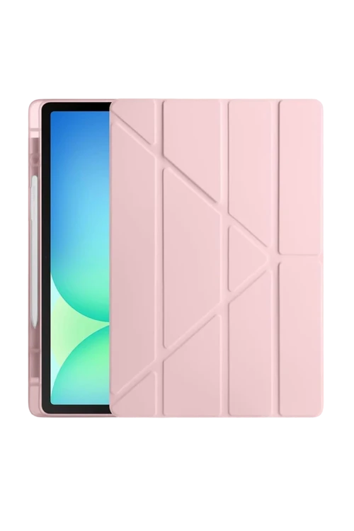 iPad Pro 11 (2024) Kılıf Kalemlikli Hugo Tablet Kılıfı - Rose Gold