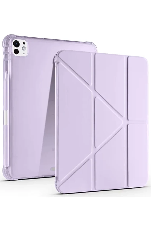 iPad Air 13 (2024) Kılıf Kalemlikli Mars Tablet Kılıfı - Lila