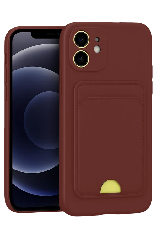 iPhone 11 Kılıf Kelvin Kartvizitli Silikon - Bordo