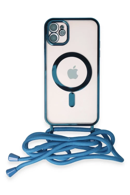 iPhone 11 Kılıf Divo Lazer Askılı Magsafe Kapak - Sierra Blue