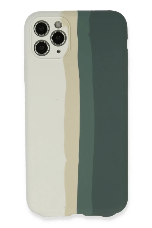 iPhone 11 Pro Kılıf Ebruli Lansman Silikon - Beyaz-Gri