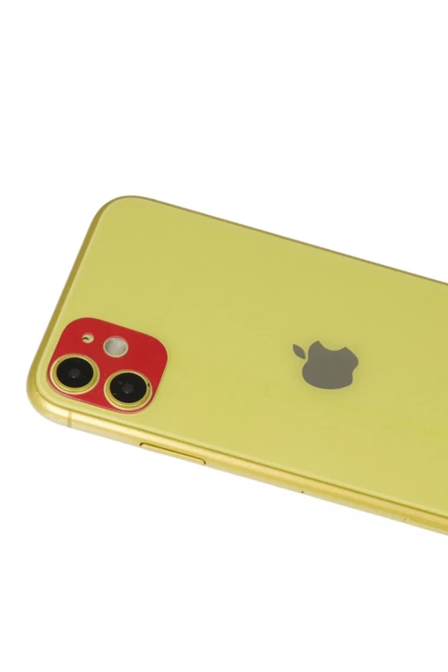 iPhone 11 Rainbow Kamera Lens Koruma Cam - Kırmızı