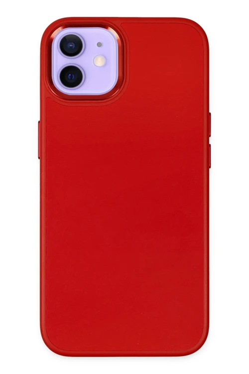 iPhone 12 Kılıf Asya Deri Silikon - Kırmızı