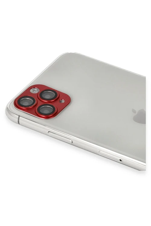 iPhone 11 Pro Max Pers Alüminyum Kamera Lens - Kırmızı