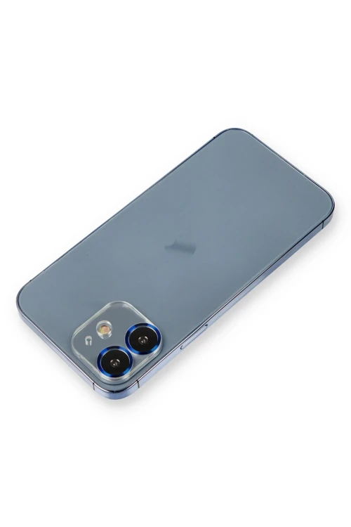 iPhone 12 Metal Kamera Lens Koruma Cam - Mavi