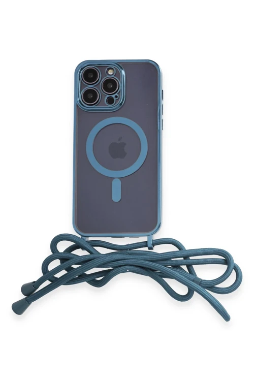 iPhone 12 Pro Kılıf Divo Lazer Askılı Magsafe Kapak - Sierra Blue