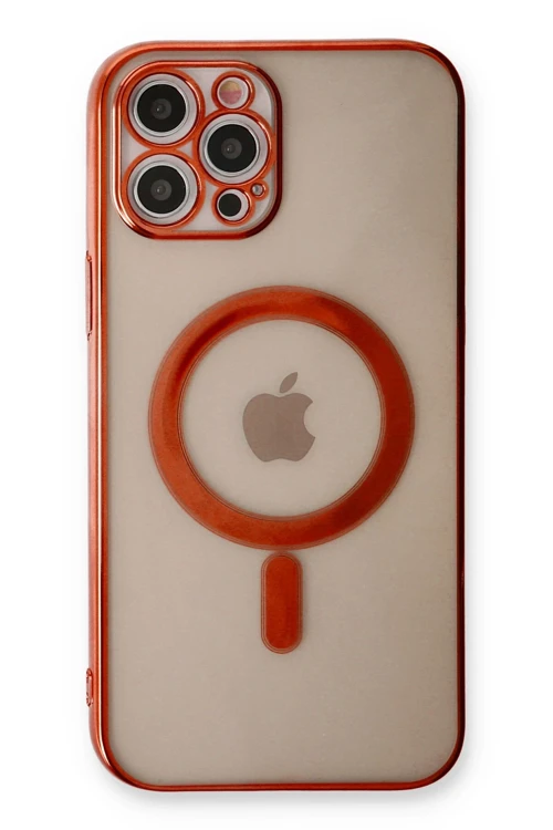 iPhone 12 Pro Kılıf Magneticsafe Lazer Silikon - Kırmızı