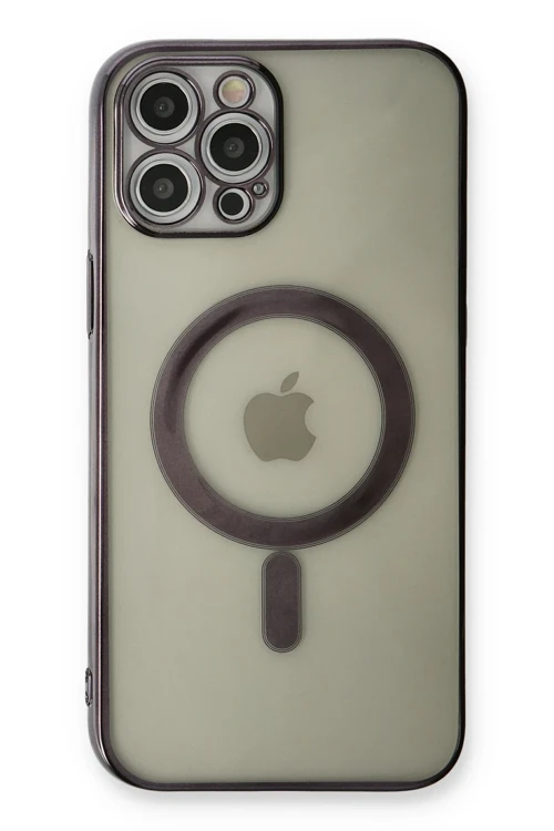 iPhone 12 Pro Kılıf Magneticsafe Lazer Silikon - Siyah
