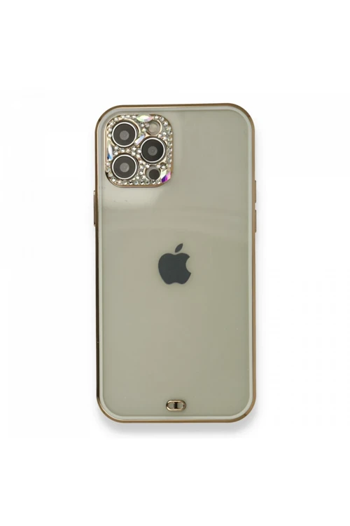 iPhone 12 Pro Kılıf Liva Taşlı Silikon - Beyaz